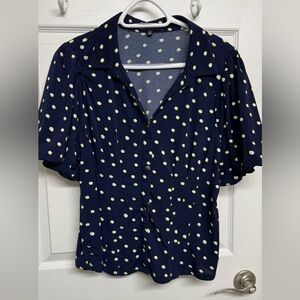 Navy Polka Dot Women's Top